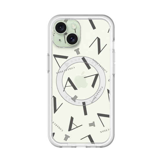 スリムプロテクションプレミアムケース with MagSafe［ LANVIN COLLECTION - タイポグラフィ - グレー ］