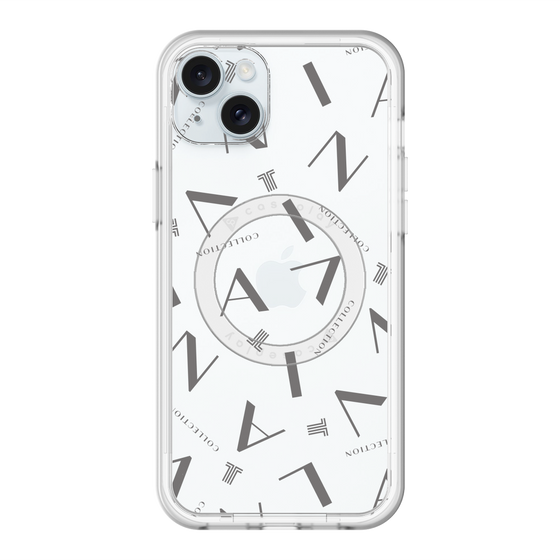 スリムプロテクションプレミアムケース with MagSafe［ LANVIN COLLECTION - タイポグラフィ - グレー ］