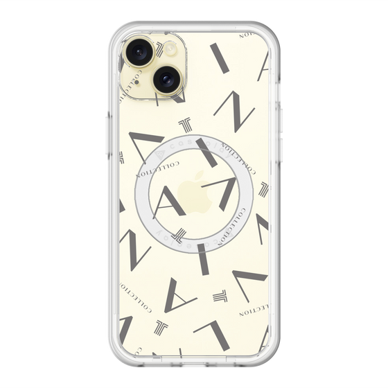 スリムプロテクションプレミアムケース with MagSafe［ LANVIN COLLECTION - タイポグラフィ - グレー ］