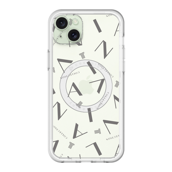 スリムプロテクションプレミアムケース with MagSafe［ LANVIN COLLECTION - タイポグラフィ - グレー ］