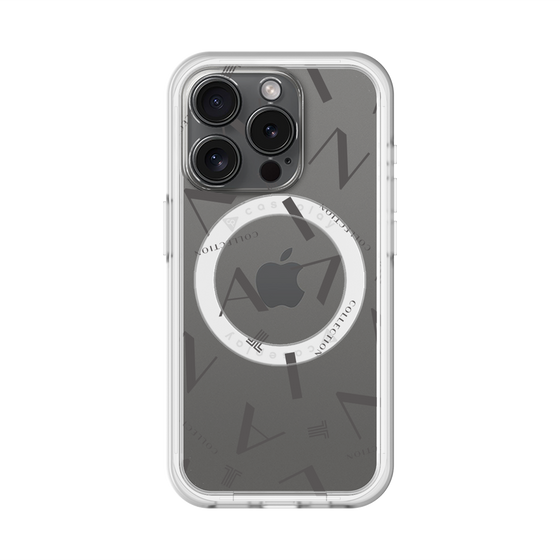 スリムプロテクションプレミアムケース with MagSafe［ LANVIN COLLECTION - タイポグラフィ - グレー ］
