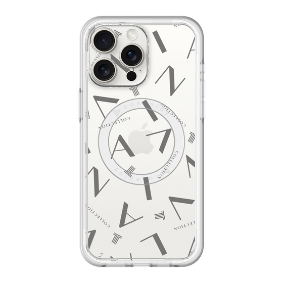 スリムプロテクションプレミアムケース with MagSafe［ LANVIN COLLECTION - タイポグラフィ - グレー ］