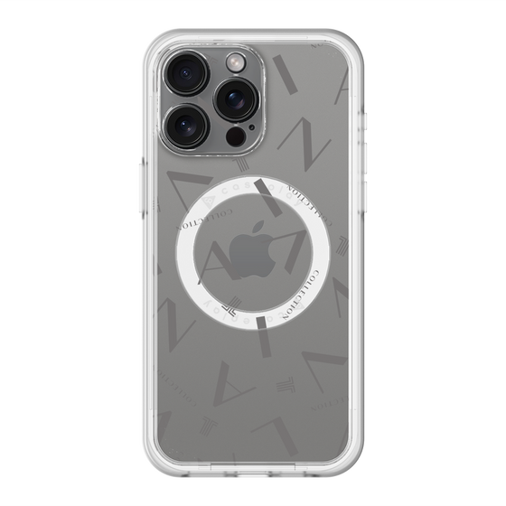 スリムプロテクションプレミアムケース with MagSafe［ LANVIN COLLECTION - タイポグラフィ - グレー ］