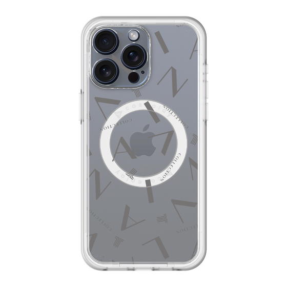 スリムプロテクションプレミアムケース with MagSafe［ LANVIN COLLECTION - タイポグラフィ - グレー ］