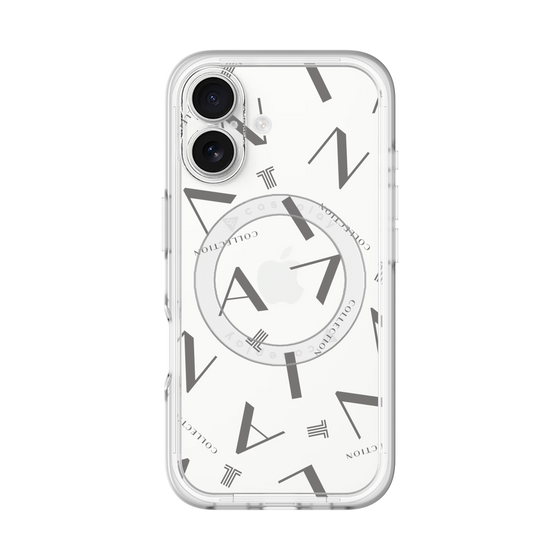 スリムプロテクションプレミアムケース with MagSafe［ LANVIN COLLECTION - タイポグラフィ - グレー ］