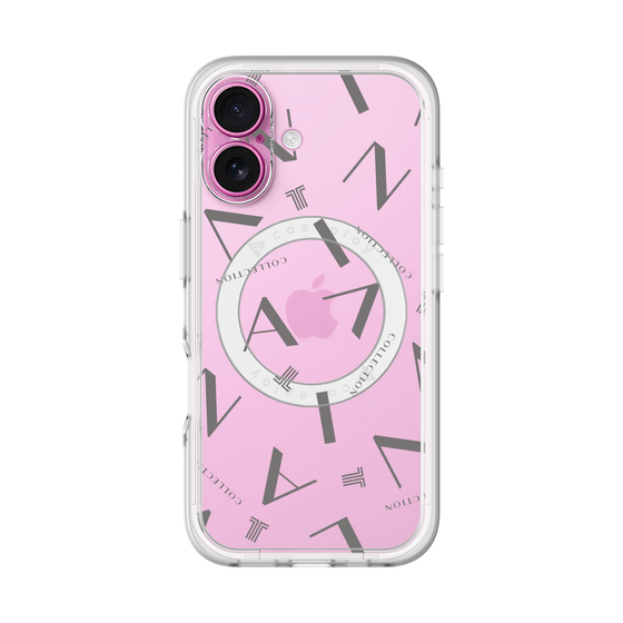 スリムプロテクションプレミアムケース with MagSafe［ LANVIN COLLECTION - タイポグラフィ - グレー ］