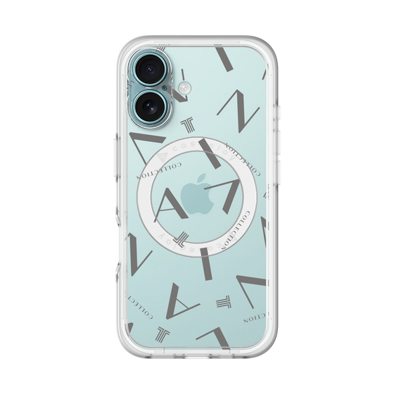 スリムプロテクションプレミアムケース with MagSafe［ LANVIN COLLECTION - タイポグラフィ - グレー ］