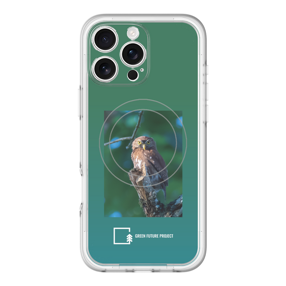 スリムプロテクションプレミアムケース with MagSafe［ Green Future Project - Ferruginous Pygmy Owl ］