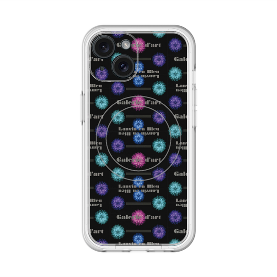 スリムプロテクションプレミアムケース with MagSafe［ LANVIN en Bleu - Flower pattern ］