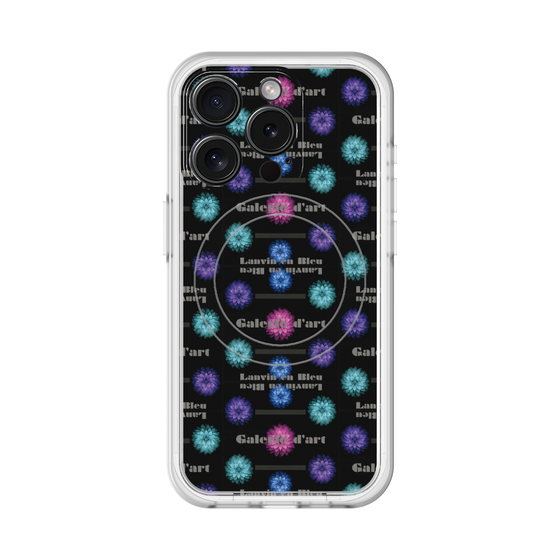 スリムプロテクションプレミアムケース with MagSafe［ LANVIN en Bleu - Flower pattern ］