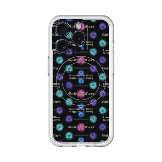スリムプロテクションプレミアムケース with MagSafe［ LANVIN en Bleu - Flower pattern ］