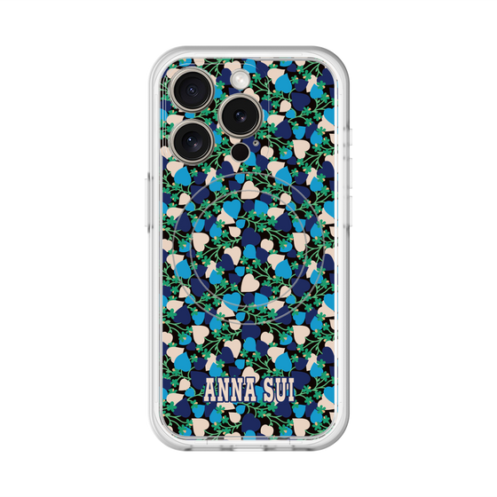 スリムプロテクションプレミアムケース with MagSafe［ ANNA SUI - HEARTS VINE - BLUE ］