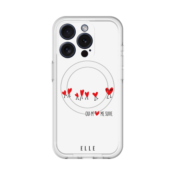 スリムプロテクションプレミアムケース with MagSafe［ ELLE - Let who love me follow me - ホワイト ］