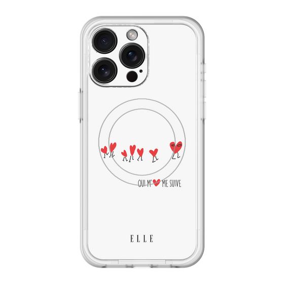 スリムプロテクションプレミアムケース with MagSafe［ ELLE - Let who love me follow me - ホワイト ］