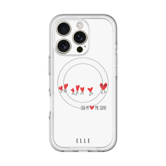スリムプロテクションプレミアムケース with MagSafe［ ELLE - Let who love me follow me - ホワイト ］
