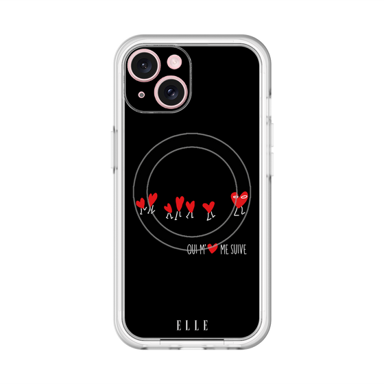スリムプロテクションプレミアムケース with MagSafe［ ELLE - Let who love me follow me - ブラック ］
