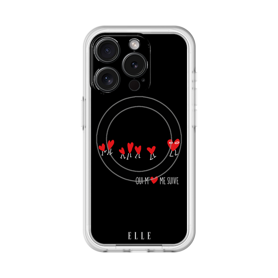 スリムプロテクションプレミアムケース with MagSafe［ ELLE - Let who love me follow me - ブラック ］