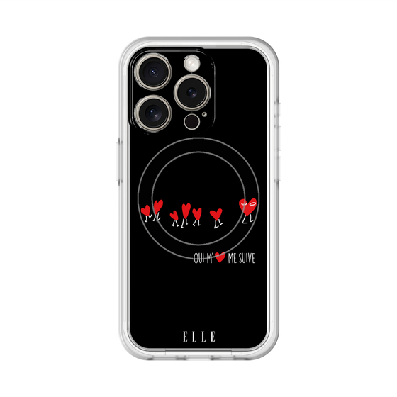 スリムプロテクションプレミアムケース with MagSafe［ ELLE - Let who love me follow me - ブラック ］