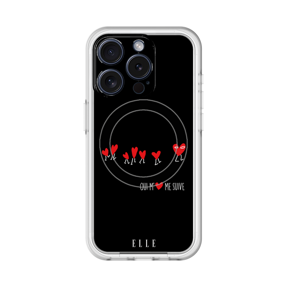 スリムプロテクションプレミアムケース with MagSafe［ ELLE - Let who love me follow me - ブラック ］
