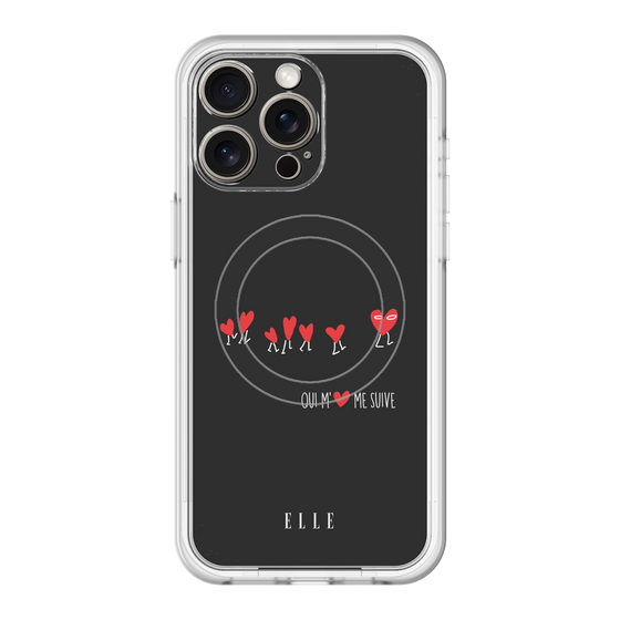 スリムプロテクションプレミアムケース with MagSafe［ ELLE - Let who love me follow me - ブラック ］