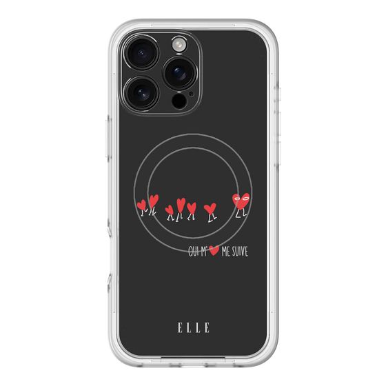スリムプロテクションプレミアムケース with MagSafe［ ELLE - Let who love me follow me - ブラック ］