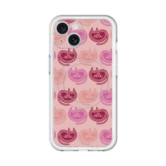 スリムプロテクションプレミアムケース with MagSafe［ ELLE - Cat Pattern - ピンク ］