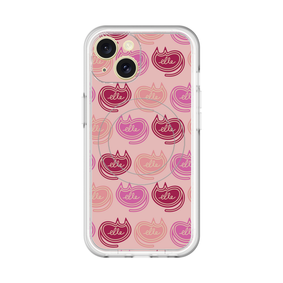 スリムプロテクションプレミアムケース with MagSafe［ ELLE - Cat Pattern - ピンク ］