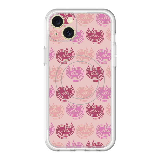 スリムプロテクションプレミアムケース with MagSafe［ ELLE - Cat Pattern - ピンク ］