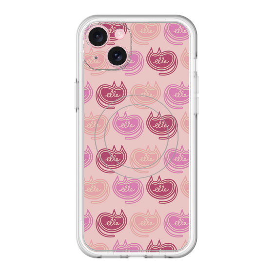 スリムプロテクションプレミアムケース with MagSafe［ ELLE - Cat Pattern - ピンク ］