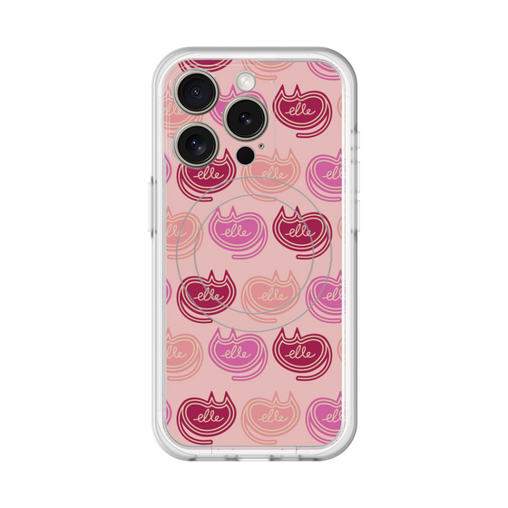 スリムプロテクションプレミアムケース with MagSafe［ ELLE - Cat Pattern - ピンク ］