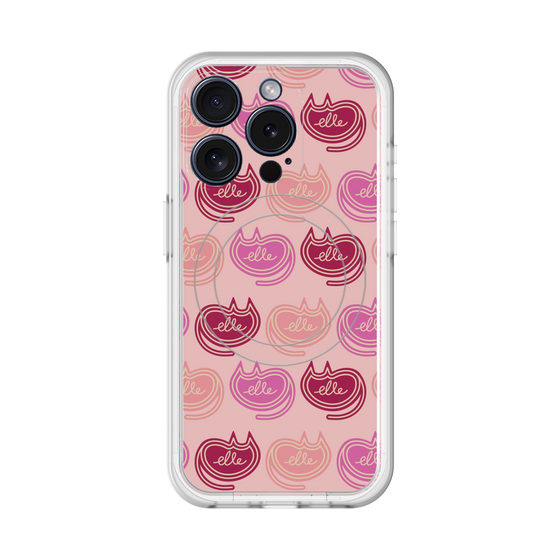 スリムプロテクションプレミアムケース with MagSafe［ ELLE - Cat Pattern - ピンク ］