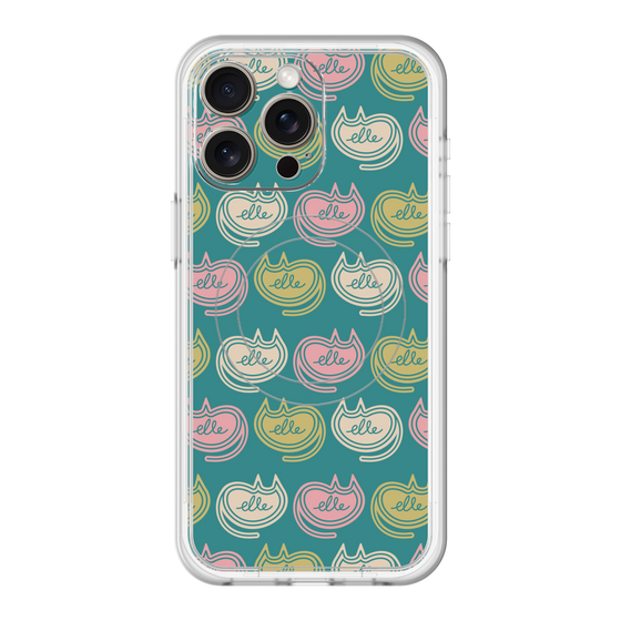 スリムプロテクションプレミアムケース with MagSafe［ ELLE - Cat Pattern - グリーン ］