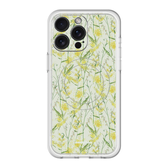 スリムプロテクションプレミアムケース with MagSafe［ 日比谷花壇 - DelicateGeometry - ライトグリーン ］
