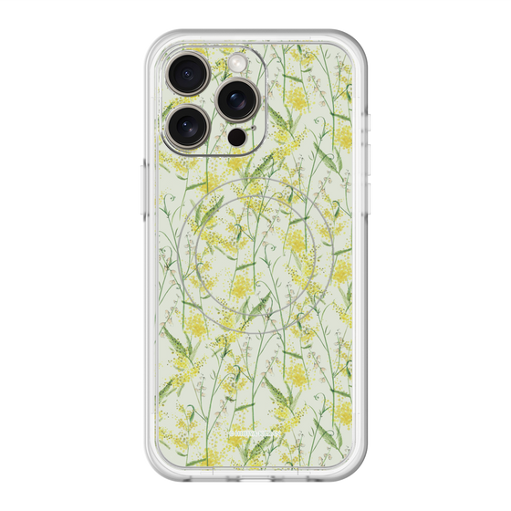 スリムプロテクションプレミアムケース with MagSafe［ 日比谷花壇 - DelicateGeometry - ライトグリーン ］