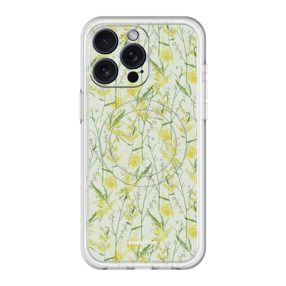 スリムプロテクションプレミアムケース with MagSafe［ 日比谷花壇 - DelicateGeometry - ライトグリーン ］