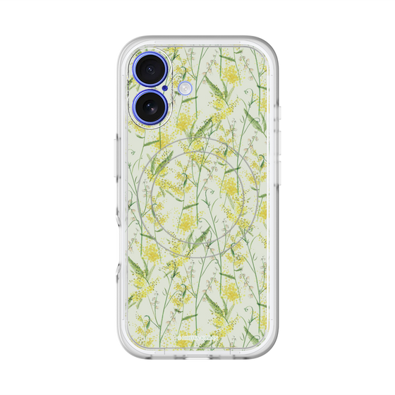 スリムプロテクションプレミアムケース with MagSafe［ 日比谷花壇 - DelicateGeometry - ライトグリーン ］