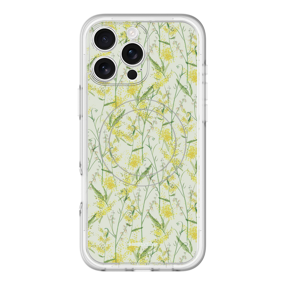 スリムプロテクションプレミアムケース with MagSafe［ 日比谷花壇 - DelicateGeometry - ライトグリーン ］