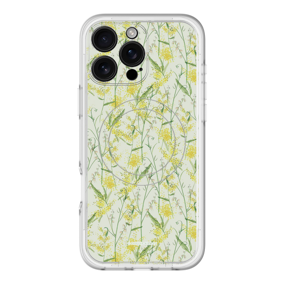スリムプロテクションプレミアムケース with MagSafe［ 日比谷花壇 - DelicateGeometry - ライトグリーン ］