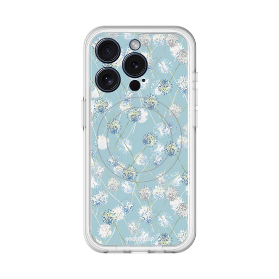 スリムプロテクションプレミアムケース with MagSafe［ 日比谷花壇 - DelicateGeometry - ライトブルー ］