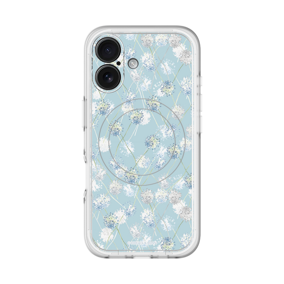 スリムプロテクションプレミアムケース with MagSafe［ 日比谷花壇 - DelicateGeometry - ライトブルー ］