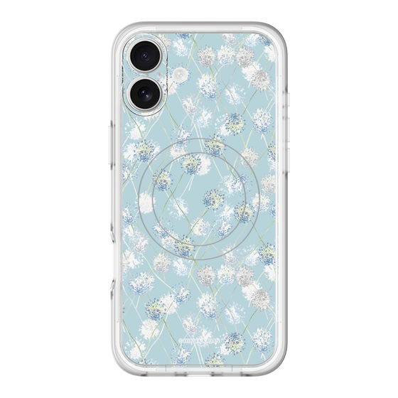 スリムプロテクションプレミアムケース with MagSafe［ 日比谷花壇 - DelicateGeometry - ライトブルー ］