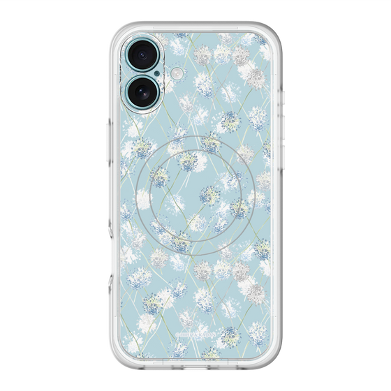 スリムプロテクションプレミアムケース with MagSafe［ 日比谷花壇 - DelicateGeometry - ライトブルー ］