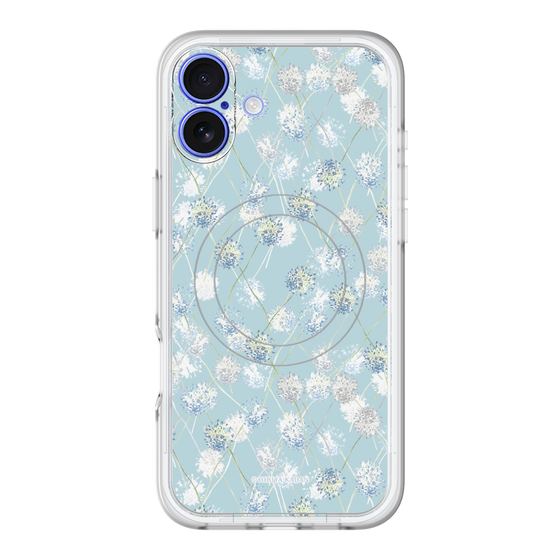スリムプロテクションプレミアムケース with MagSafe［ 日比谷花壇 - DelicateGeometry - ライトブルー ］