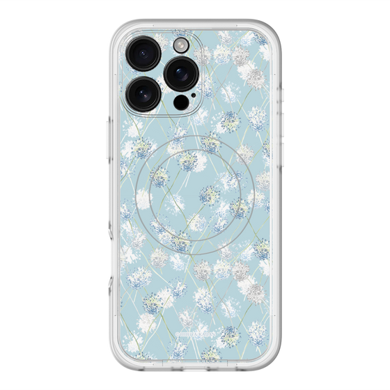 スリムプロテクションプレミアムケース with MagSafe［ 日比谷花壇 - DelicateGeometry - ライトブルー ］
