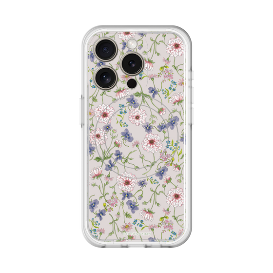 スリムプロテクションプレミアムケース with MagSafe［ 日比谷花壇 - FloralSymphony - ベージュ ］