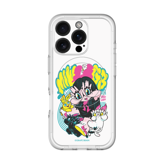 スリムプロテクションプレミアムケース with MagSafe［ GRAPE BRAIN×MIW - グラフィック - ホワイト ］