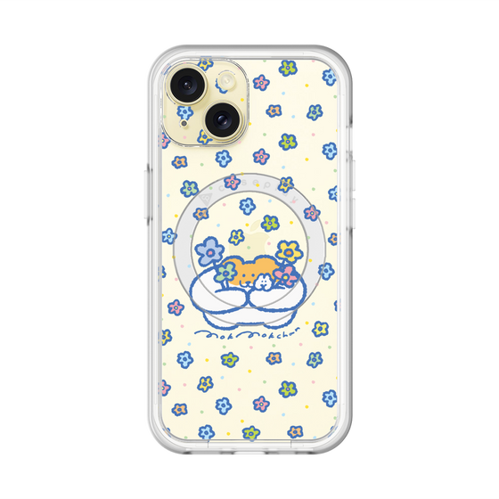 スリムプロテクションプレミアムケース with MagSafe［ もくもくちゃん - フラワー ］