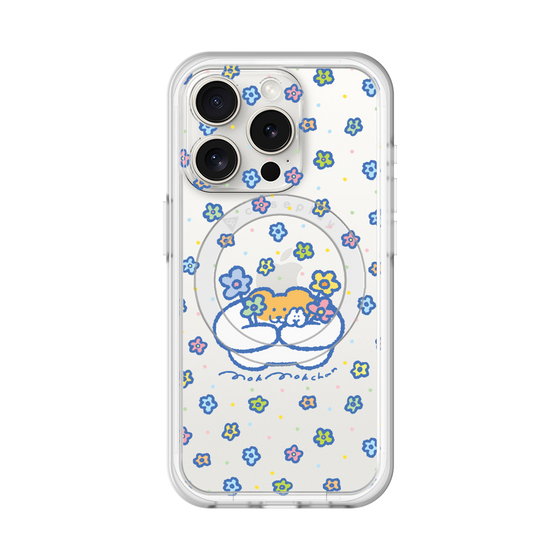 スリムプロテクションプレミアムケース with MagSafe［ もくもくちゃん - フラワー ］