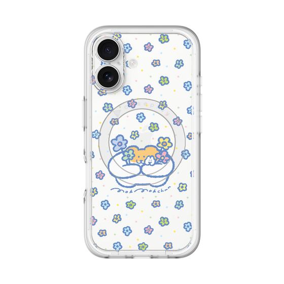 スリムプロテクションプレミアムケース with MagSafe［ もくもくちゃん - フラワー ］