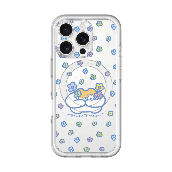 スリムプロテクションプレミアムケース with MagSafe［ もくもくちゃん - フラワー ］